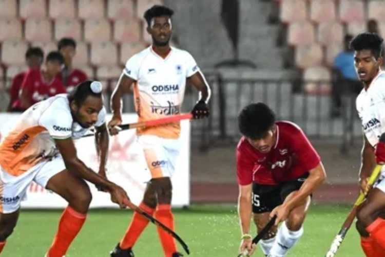 Action from the India-Thailand match