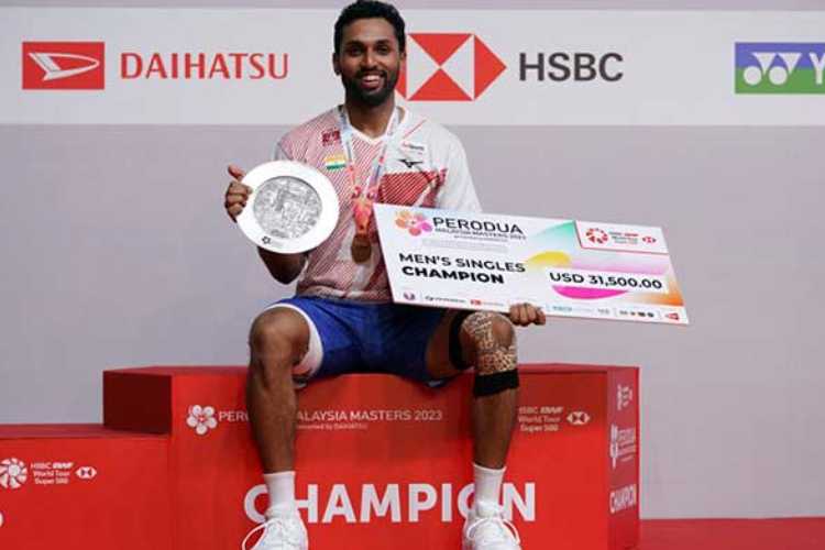 HS Prannoy with the Malaysia Masters trophy