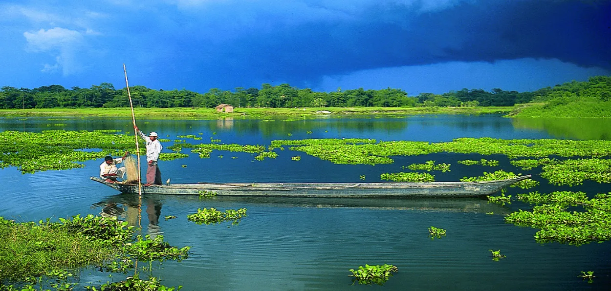 Manjuli island in the middle of the Brahmaputra River in Assam