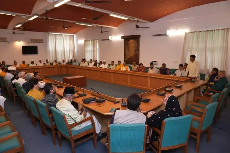 A meeting of the Rashtriya Muslim Manch (RMM) in progress in Delhi