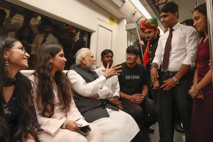  Prime Minister Narendra Modi travels by metro to attend centenary celebrations of Delhi University