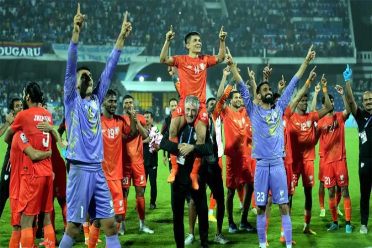 Indian team celebrating victory