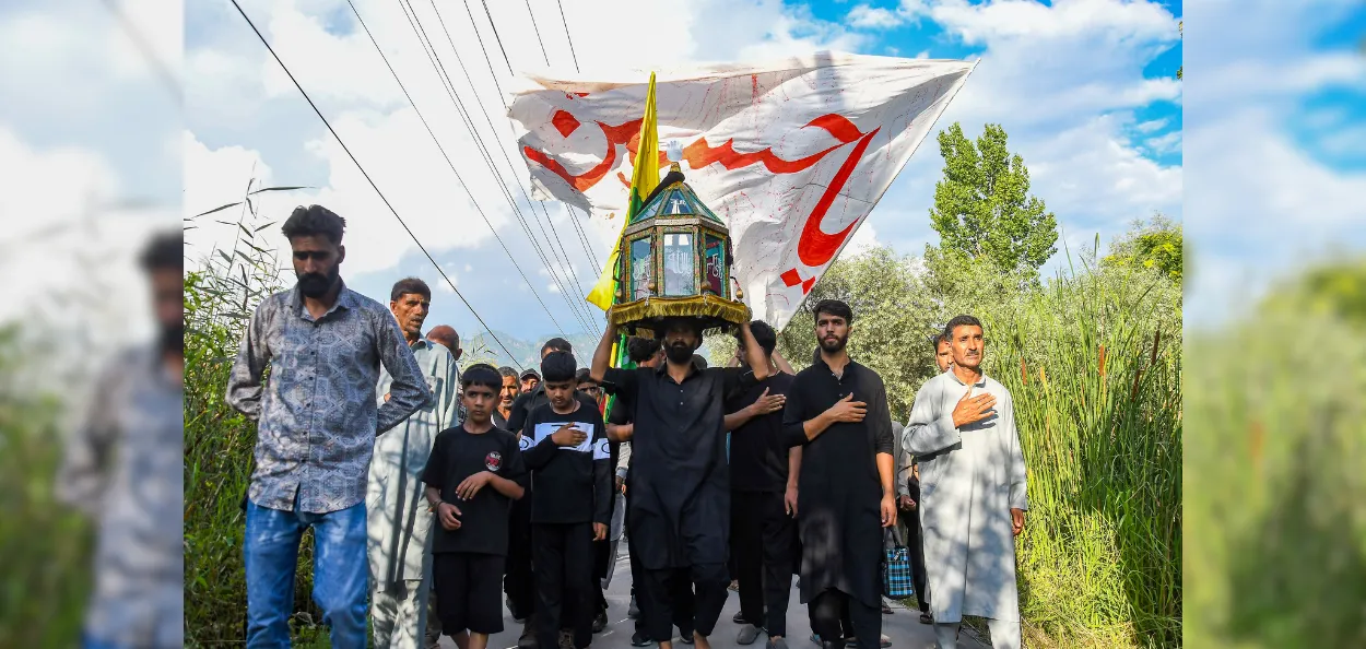 Muharram processions taken out in the interiors of Dal Lake, Srinagar 