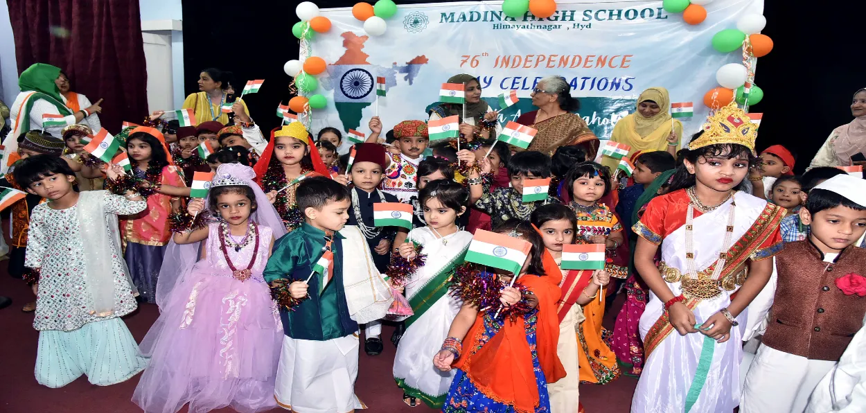 Childern dressed to represent various cultures of India on the Independence Day