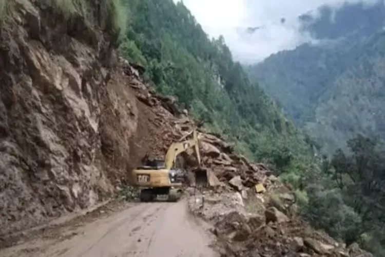 Rishikesh-Badrinath National Highway-58 was blocked following a heavy landslide from the mountain 