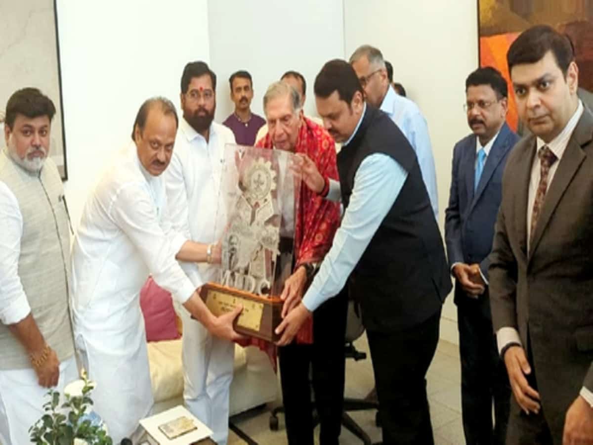 India's top industrialist Ratan Tata being honoured with the 'Udyog Ratna' award by Maharashtra Chief Minister Eknath Shinde 