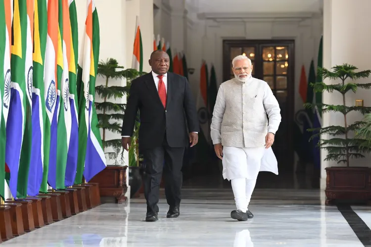 South Africa's President, Cyril Ramaphosa with PM Narendra Modi