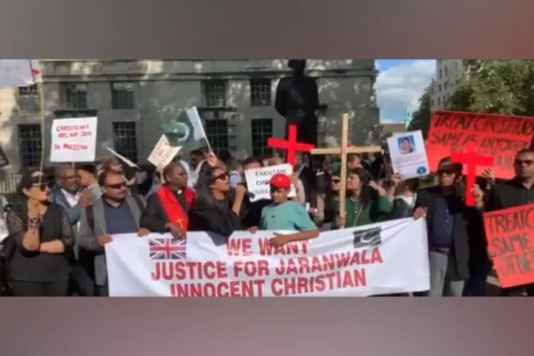 Christians gathered outside the Pakistan High Commission in London to protest 