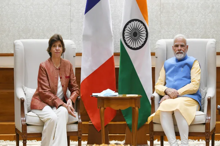 A file picture of French Foreign Minister Catherine Colonna and Prime Minister Narendra Modi