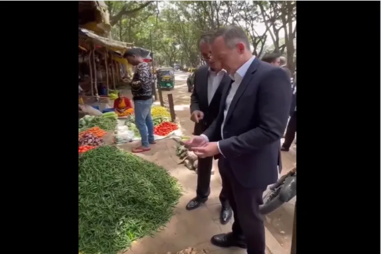 Federal minister for Digital & Transport of Germany Volker Wissing making a digital Payment in Bengaluru 