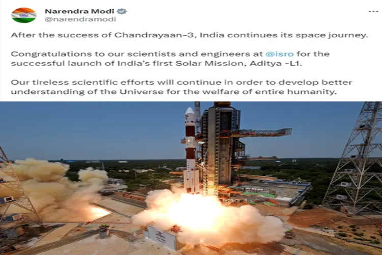 Solar System Modi PM Modi congratulates ISRO on successful launch of India's solar mission