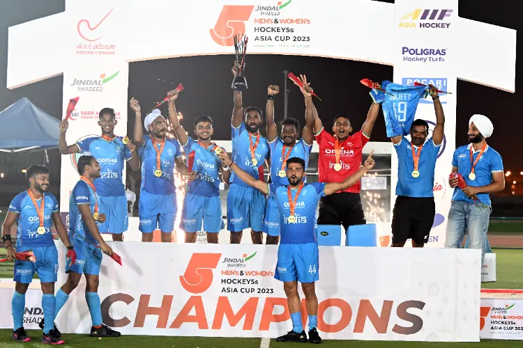 Indian men's team lifting Hockey5s Asia Cup