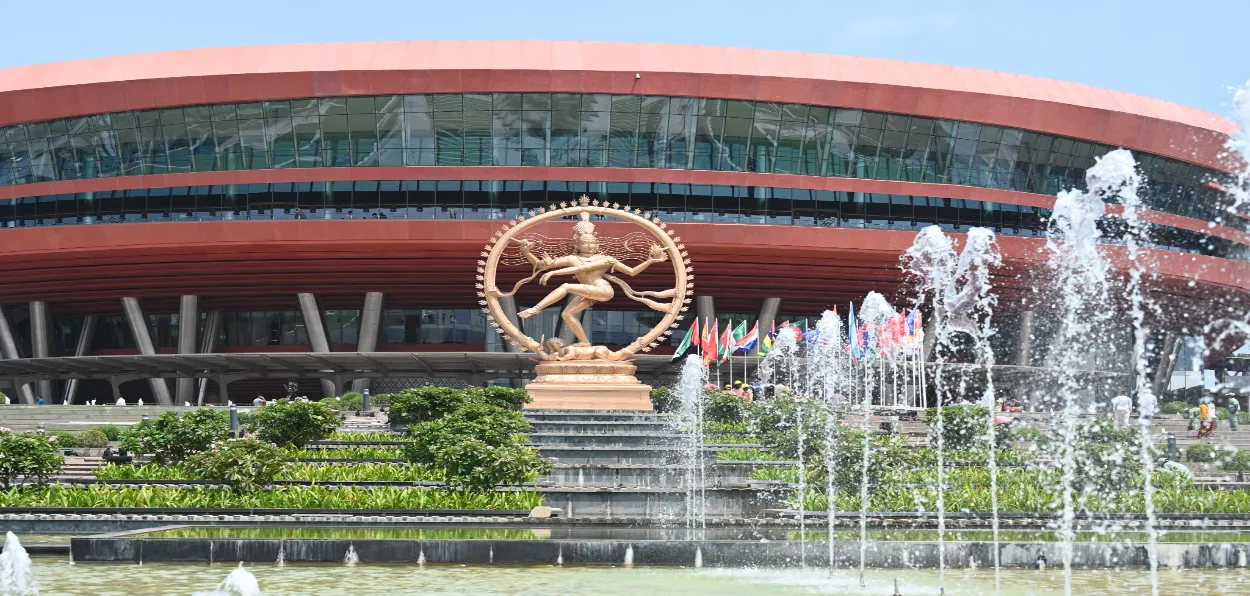 Natraja statue at Bharat Mandapam in Pragati Maidan for the G20 Summit in New Delhi