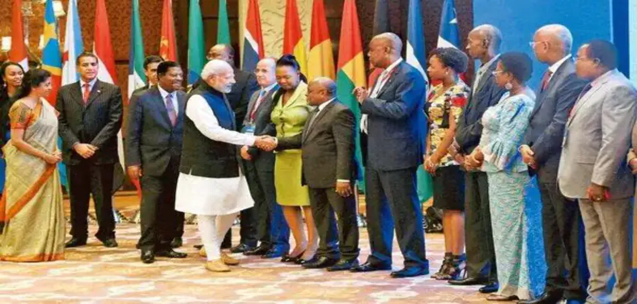 Prime Minister Narendra Modi interacting with leaders of African countries (File)