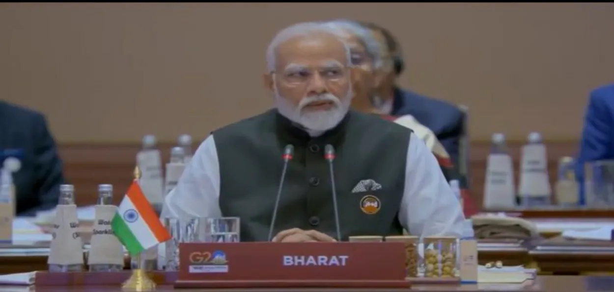 Pm Minister Narendra Modi lands speaking at the G-20 Summit