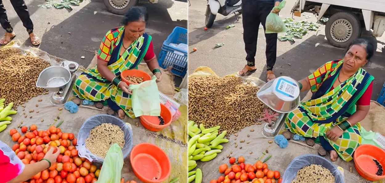 A vendor showing QR code to customer for payment (Image gone viral on Instagram)