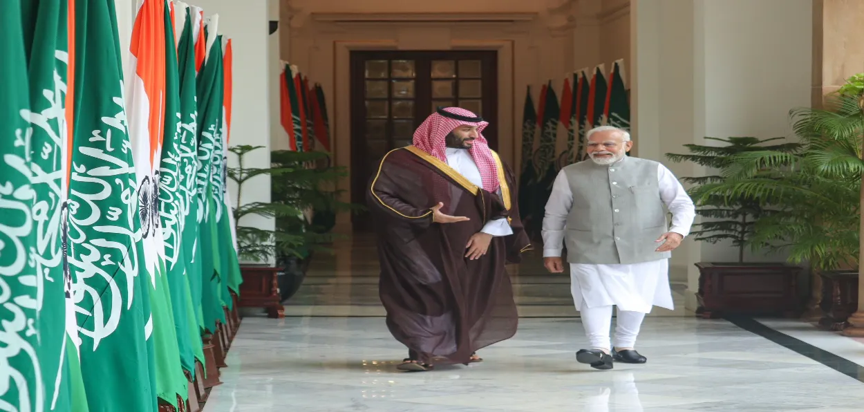 Saudi Crown Prince Mohammad bin Salman and Prime Minister Narendra Modi during former's visit to India for G-20 Summit