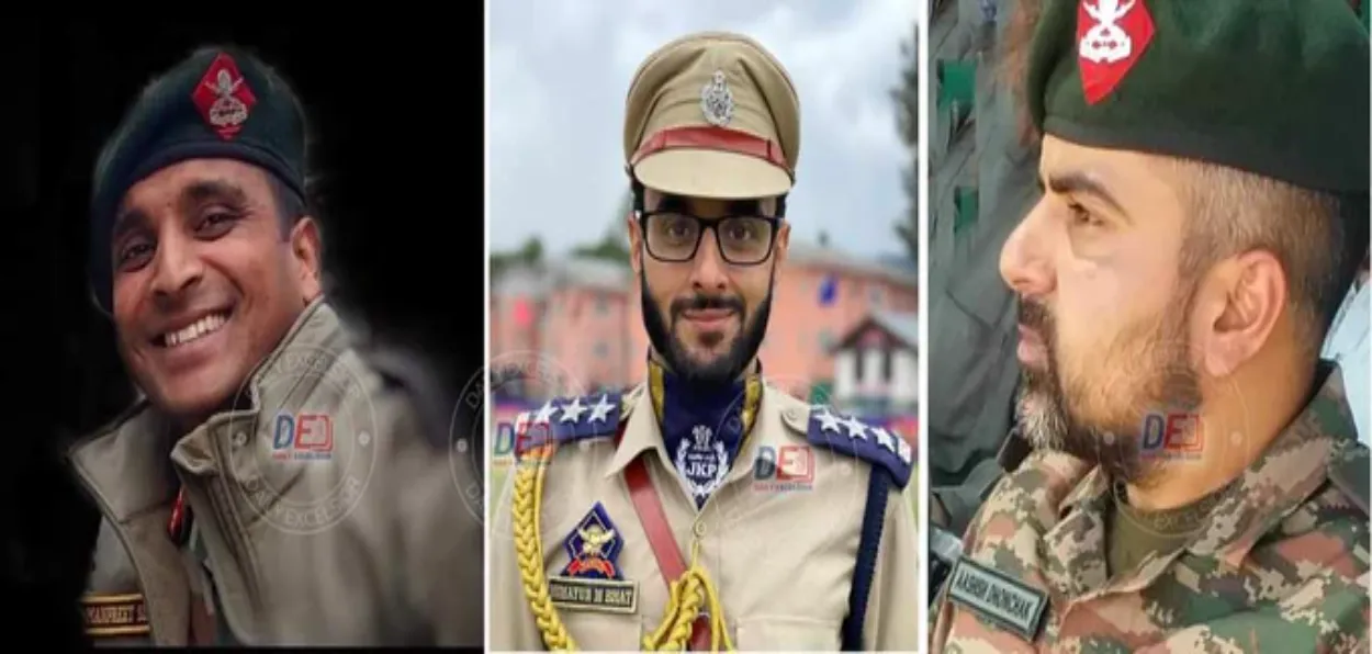 The Fallen soldiers: Col Manpreet Singh, Humayun Bhat, DySP of J&K Police  and Major Ashish Dhonack, (Basit Zargar)