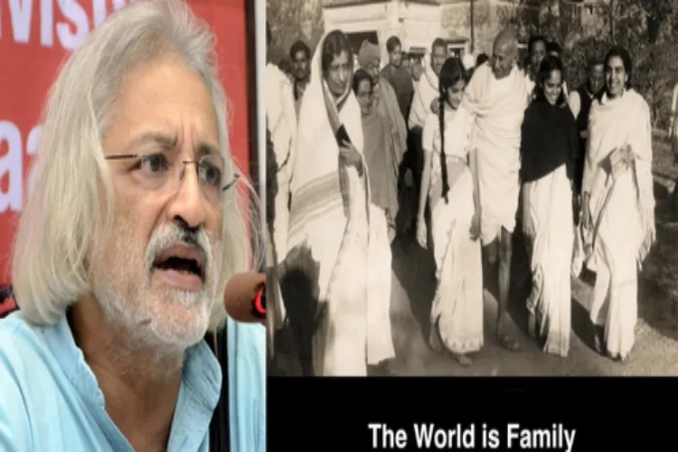 Film-maker Anand Patwardhan and a shot of his documentary