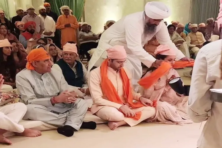Politician Raghav Chadha and actress Parineeti Chopra in Ardaas ceremony