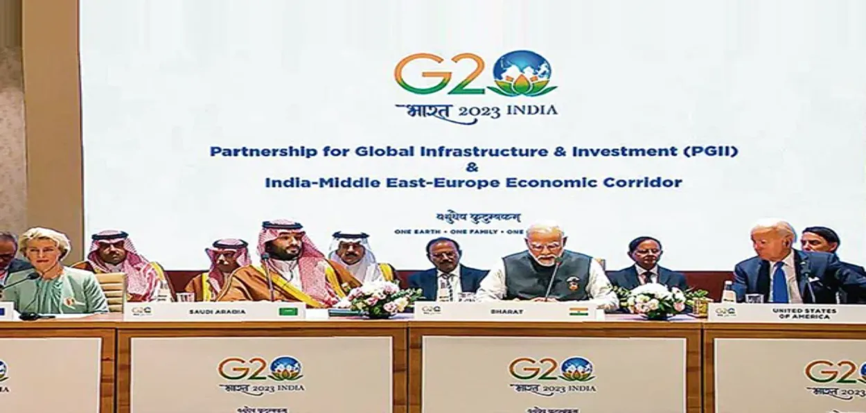 Signatory countries to the IMEE Corridor signing the MoU in New Delhi during the G-20 Summit