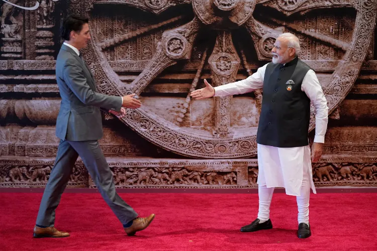 Prime Minister Narendra Modi with Canadian Prime Minister Justin Tuedeau at G-20 Summit in New Delhi