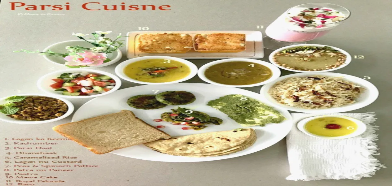 A variety of Parsi dishes