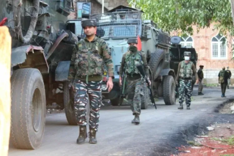 A security personnel patrolling in northeast India