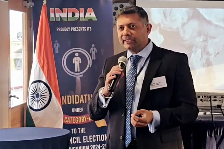  Indian High Commissioner to the United Kingdom Vikram Doraiswami talking to the media