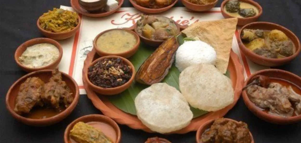 Bengali Thali with many delicacies of the region