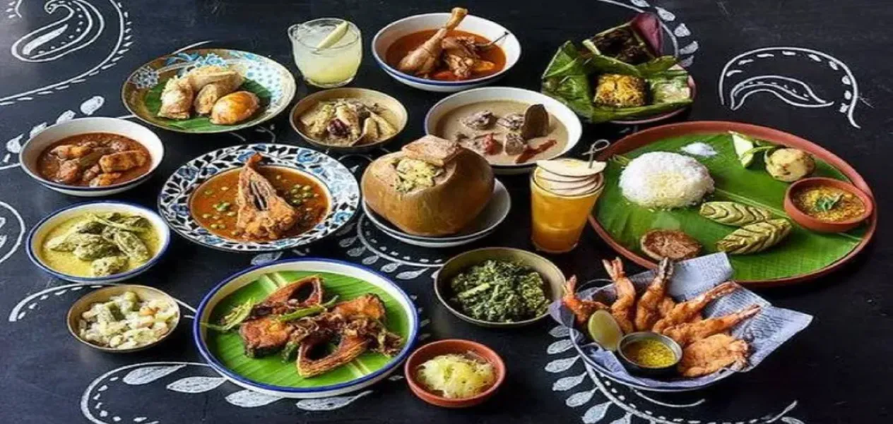 Bengali Thali with many delicacies of the region