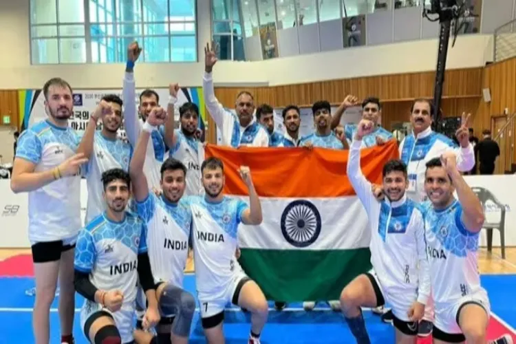 Indian men's Kabaddi team at the Asian Games in Hangzhou, China