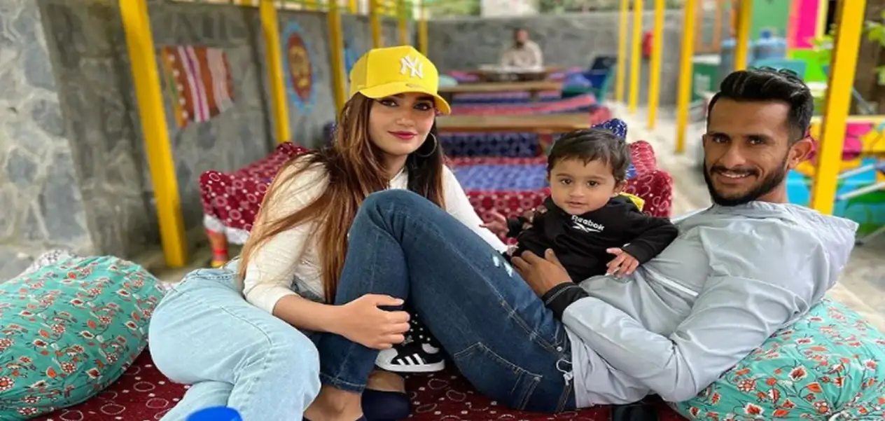 Pakistani Cricketer Hasan Ali with his Indian wife Saima and their daughter