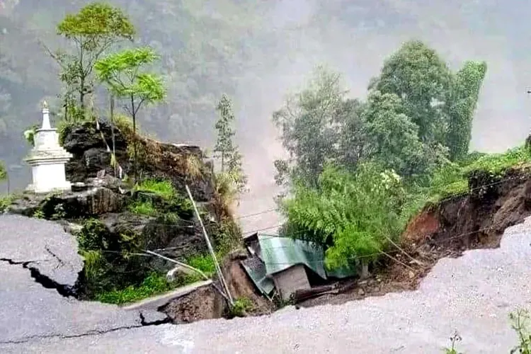 Destruction caused by flash floods in Sikkim