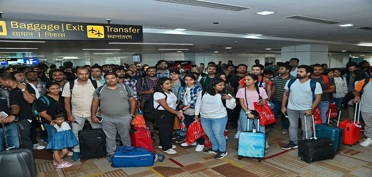 Operation Ajay: Indians on return from Israel at the Delhi airport