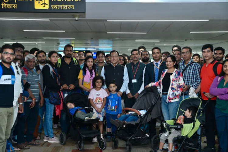 Some of the Indian nationals from Israel who came to Delhi by the second flight 