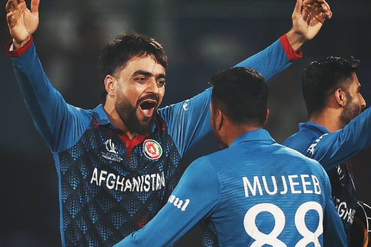 Afghan players celebrating their success against England