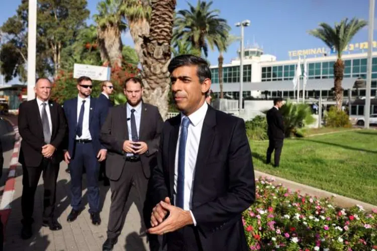 Britain's Prime Minister Rishi Sunak arrives in Israel