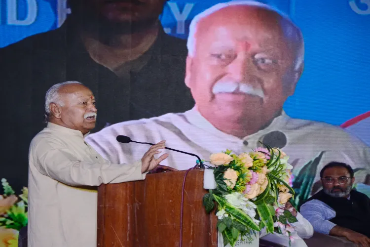 RSS Chief Mohan Bhagwat addressing a meeting
