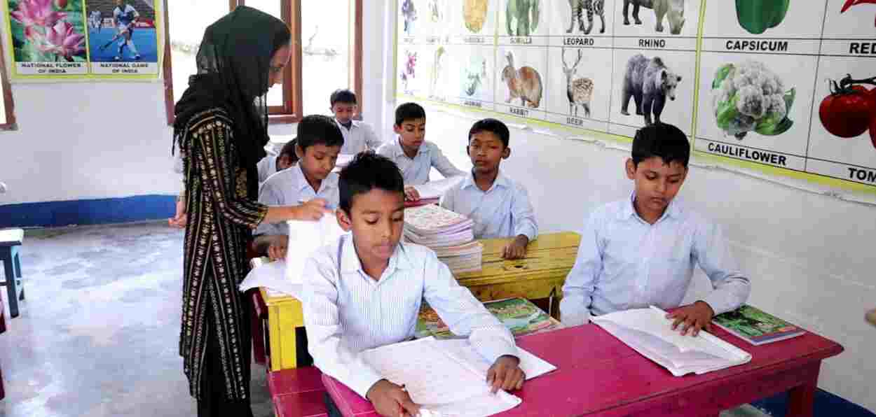 A class in progress in the Ajmal residential School Bhelowguri, Assam