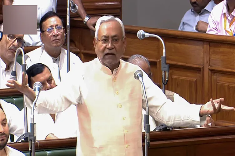 Bihar Chief Minister Nitish Kumar speaking in the State Assembly