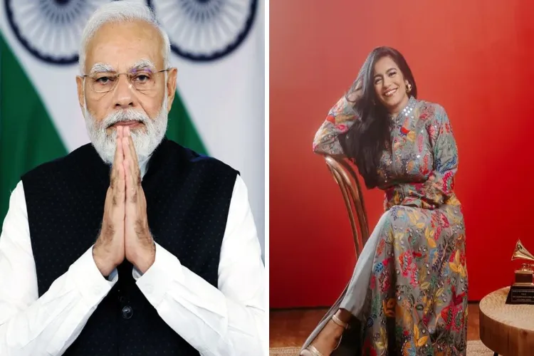 Prime Minister Narendra Modi and Indian American singer Falguni Shah