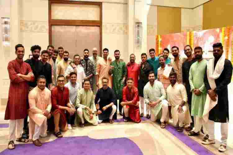 Team India pose for a picture on Diwali celebrations in Bengaluru
