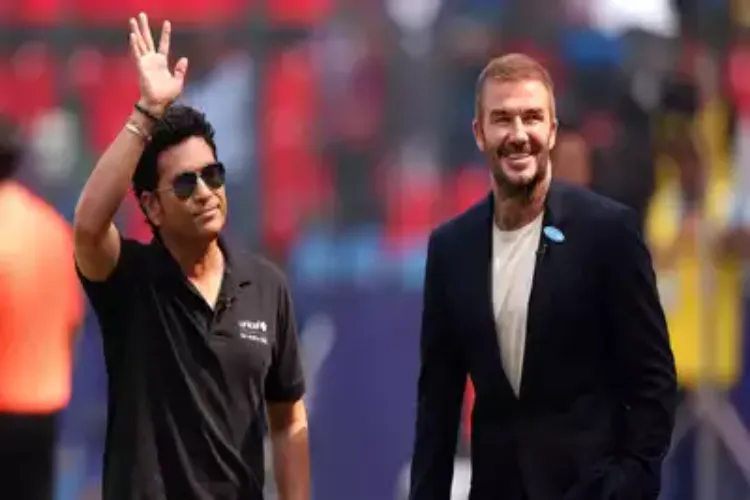 Sachin Tendilkar and David Beckham at the Wankhede stadium