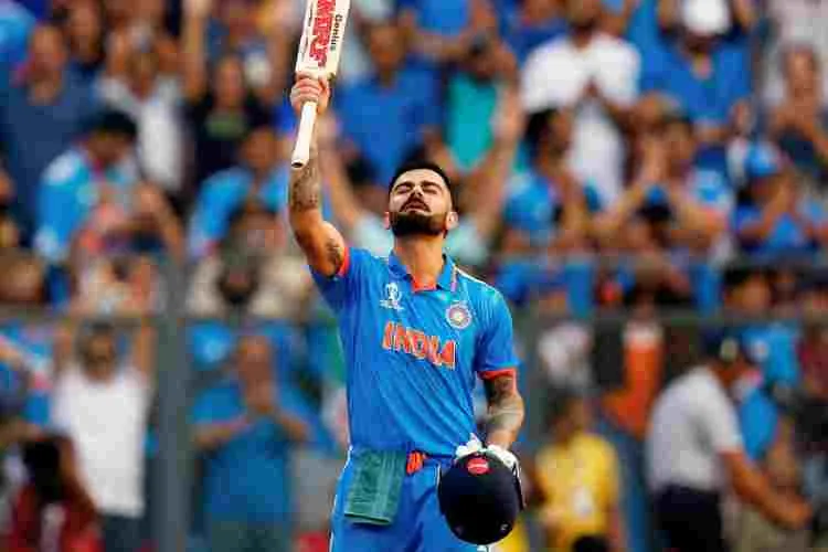 Virat Kohli after completing 50 centuries in ODI matches at Wankhede Stadium, Mumbai