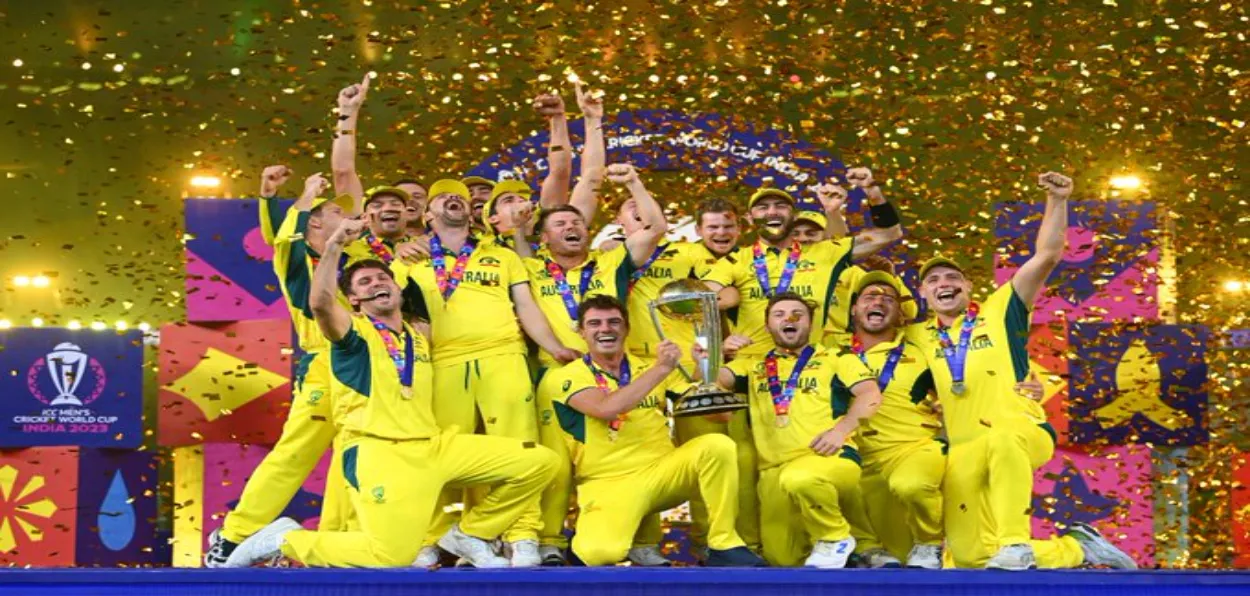 Team Australia with the Cricket World Cup
