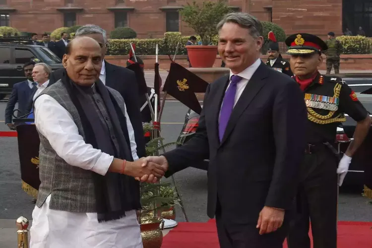Defence Minister Rajnath Singh with Australian Deputy PM and Defence Minister Richard Marles