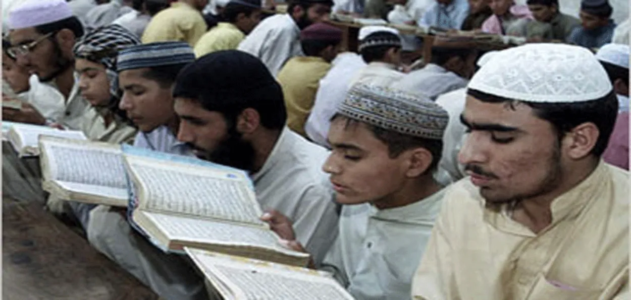 Students at a madrasa in Kashmir
