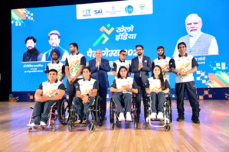  Sports minister Anurag Thakur at the launch of the first-ever Khelo India Para Games 2023 logo and mascot