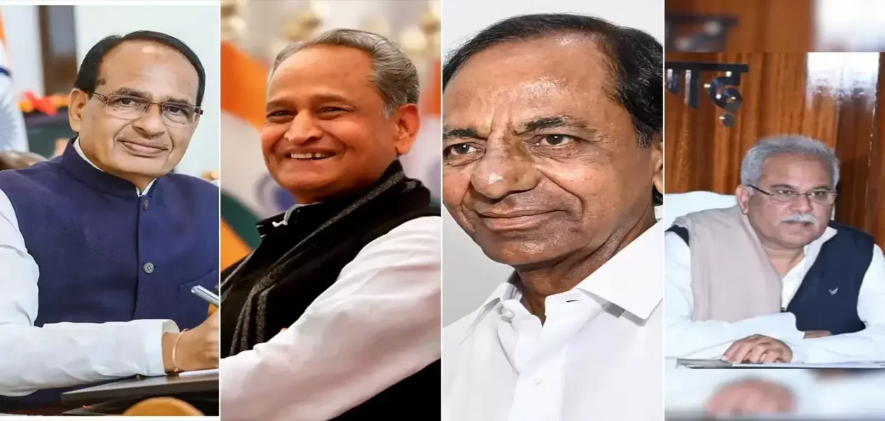 Shivraj Chouhan, Ashok Gehlot, K. Chandrashekar Rao and Bhupesh Bahgel